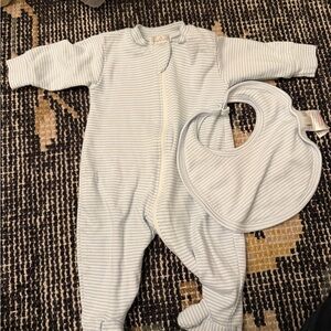 Kissy Kissy Light Blue Striped Footie and Bib Set